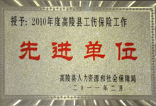 2010年度工傷保險(xiǎn)先進(jìn)單位